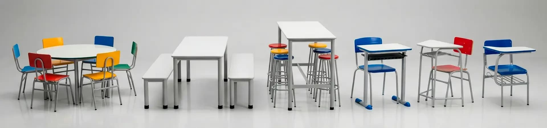 Móveis escolares, carteiras, conjuntos coletivos e mesas para escolas, fabricante SiqueMóveis